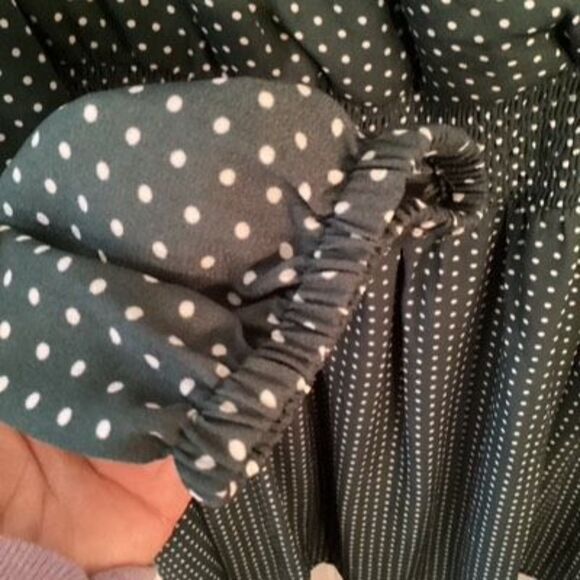 NEW Draper James RSVP Green Polka Dot Dress Sz 1X Cinched Waist - Picture 6 of 9